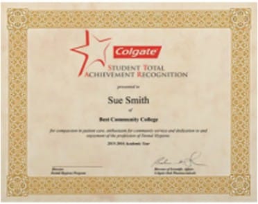 Colgate certificate