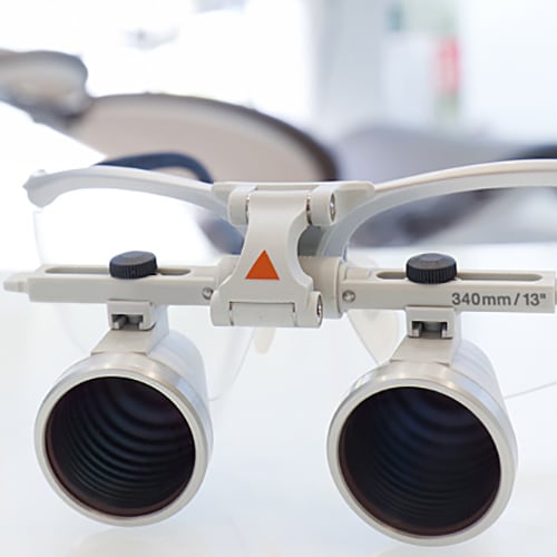 Close-up of eye exam equipment