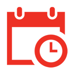 red clock stacked on top of calendar icon 
